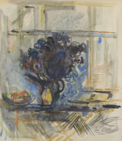 יצירה מאת יחזקאל שטרייכמן: פרחים באגרטל, 1990.